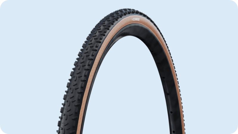 Fahrradreifen, Stollenprofil, Schwarzer Reifen, Braune Seitenwand, Mountainbike-Reifen