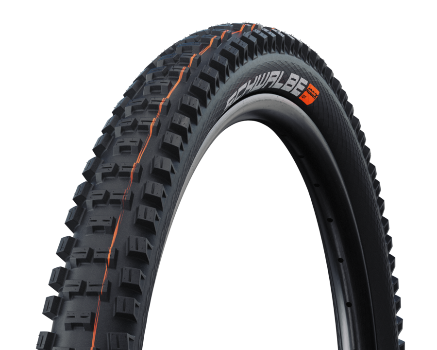 Reifen, Mountainbike-Reifen, Knobby-Profil, Offroad-Reifen, Gummimaterial, Mopedreifen, Kleeblattprofil, Tiefes Profil, Offroad-Reifen, Rennpneu?,  mountain bike tire, tire tread, knobby tread, tubeless capable, orange stripe