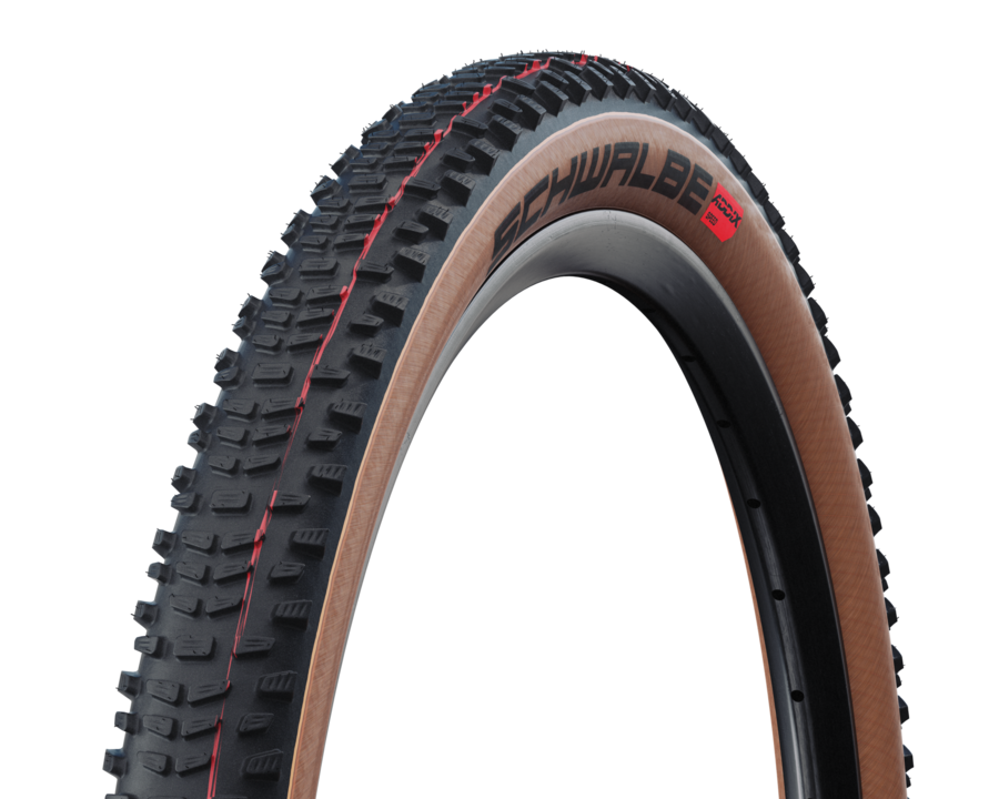 mountain bike tire,  tread,  knobby tire,  tubeless,  Schwalbe,  Bike Reifen, Knobby Profil, Mountain Bike, Braune Seitenwand, Reifenrand text, Reifen, Knobby, Fahrrad-/ MTB-Reifen, Gummi, Profilt, Schwalbe