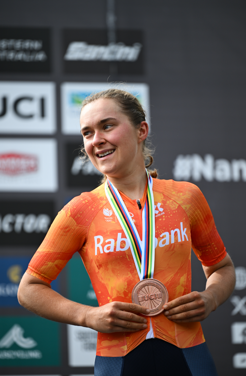 Radtrikot, Orange, Kurzarm, Reißverschluss, Muster