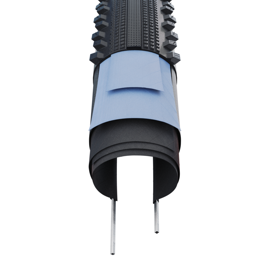 Kernkörper, Kleber, Drucksensor,  Fahrradreifensystem,  blaue Farbflecke?, reifen, Fahrradreifen, knobby Profil, blauer Mantel, Ventile Pins, Fahrraddämpfer, Gabel, blaue Ummantelung, Stahlstifte, Kernrohr, reifen, felge?, jahr