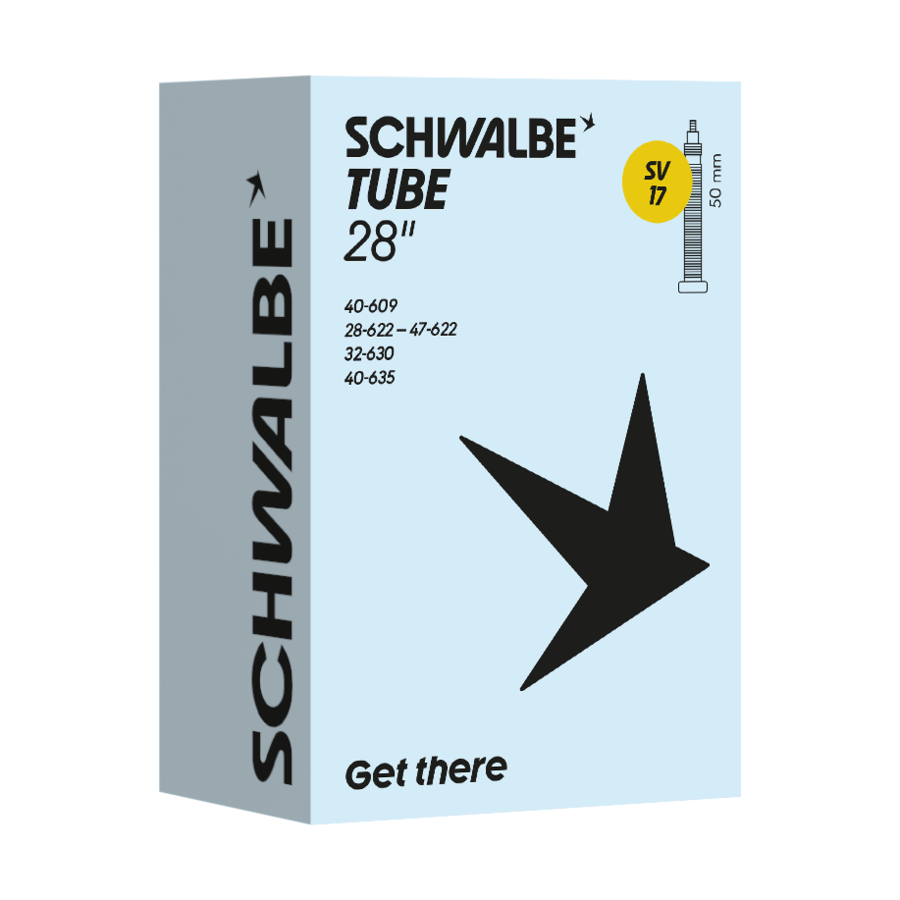 Kiste, Kiste, Kiste, Kiste, Schwalbe Tube, 28", Innere Schlauch, hellblaue Box, Stern-Grafik