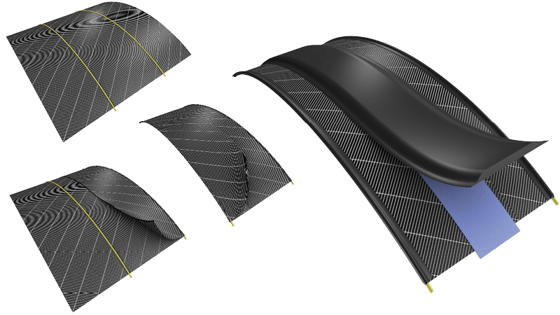 carbon fiber, Trägerfolie, geformtes Blatt, Blattensatz, Schichthülle
