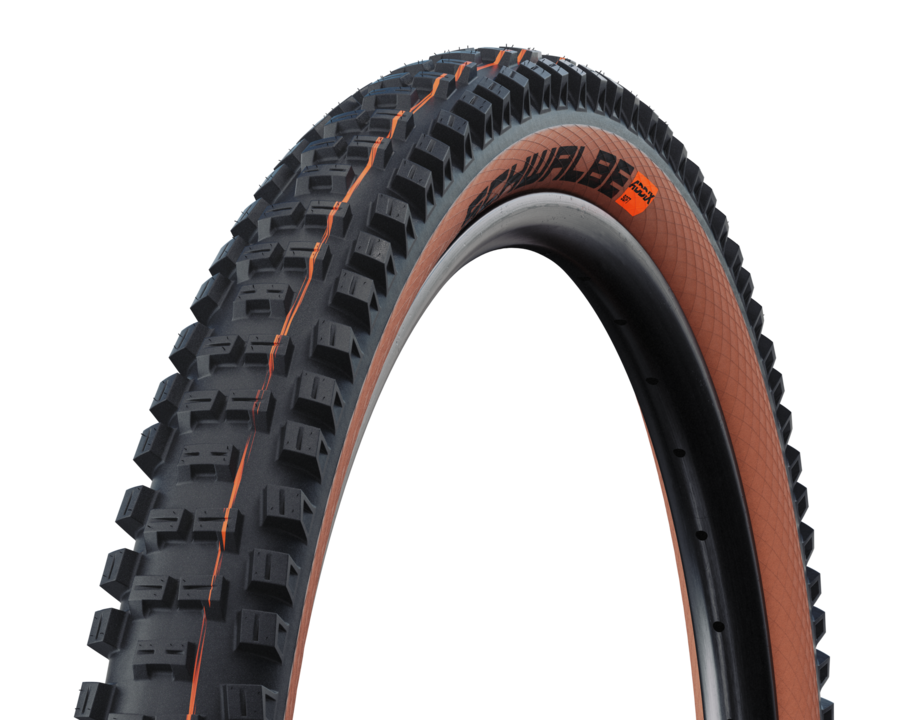 reifen, Fahrradreifen, noppige Lauffläche, reifenseite braun, Karkasse, Reifen, Mountainbike-Reifen, Noppenschilden?, braune Seitenwand, Stoßdämpfende Struktur, Reifen, Mountainbike, Knobby-Profil, Schlauchlos?, Orangene Seitenwand