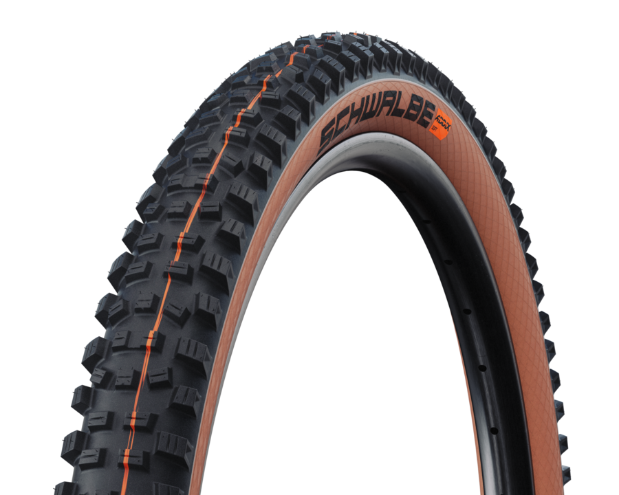Mountainbike-Reifen, Kraftvoller Reifen, Gummi, Profilrippen, Schwarz?, Reifen, Mountainbike-Reifen, Knobby-Lauf, Orangene Seitenwand, Tubeless-ready, Reifen, Mountainbike-Reifen, Knobby-Gummi, Tubeless-Reifen, Orangene Seitenwand