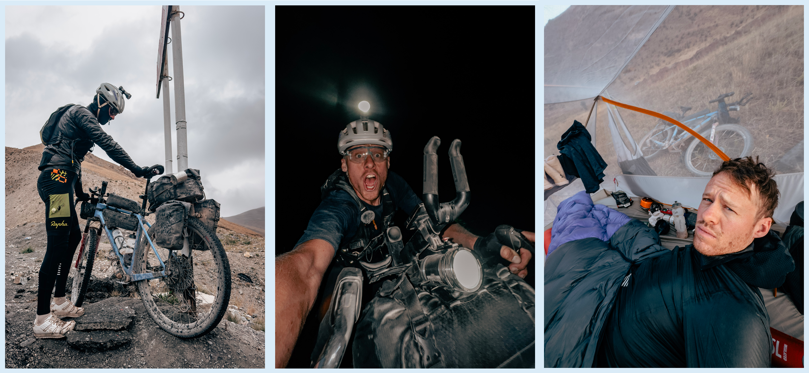 Radfahren, Mountainbike, Fahrradpacking, Helm, Handschuhe