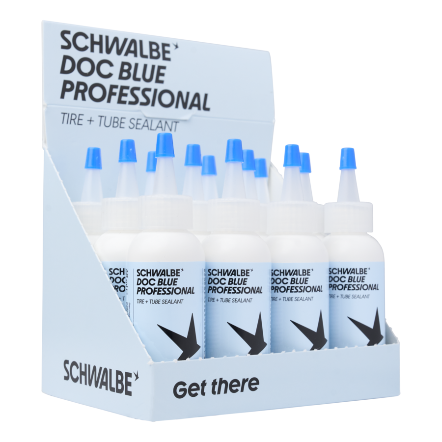 reifendichtmittel, Schlauchdichtmittel, Autozubehör, Schwalbe Doc Blue, blaue Flaschen